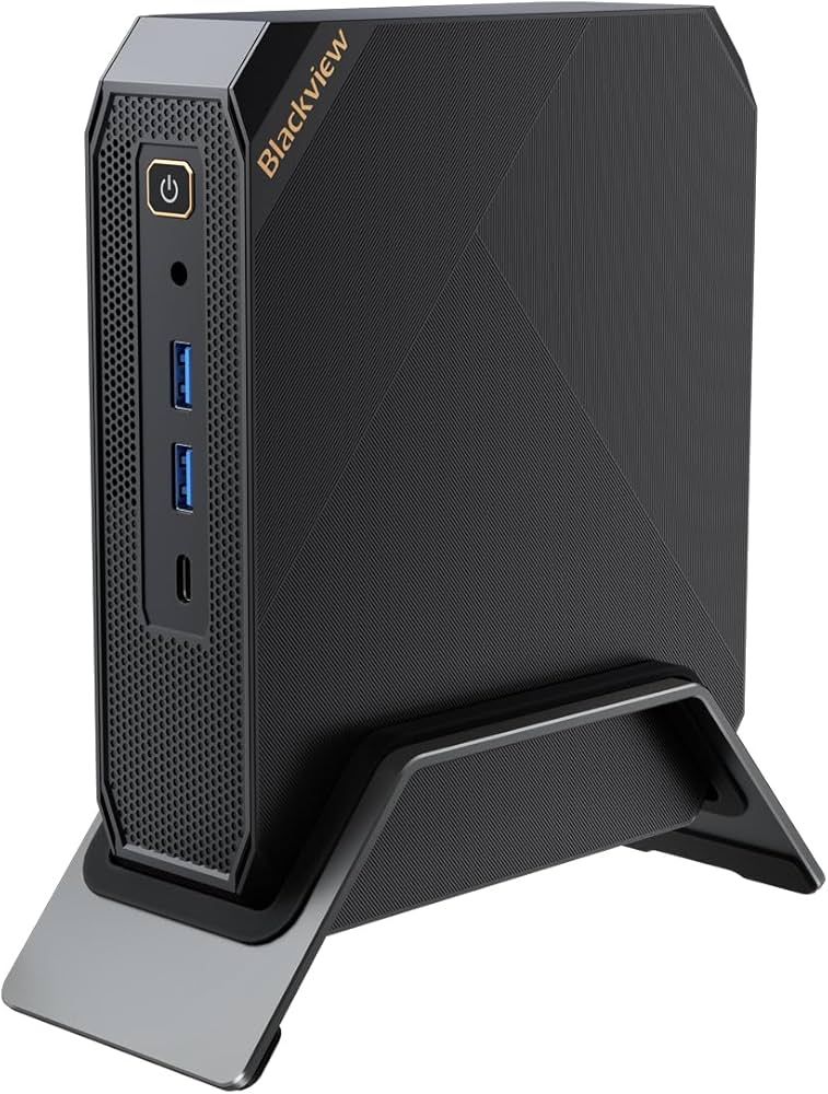 Desktop PC Blackview MP Mini PC, AMD Ryzen 3 - 3300U (4 C / 4 T, 2.1 GHz - 3.5 GHz, 18 MB cache, 45 W), 16 GB DDR4, 512 GB SSD, Fara unitate optica integrata, AMD Radeon Vega 6 Partajata, 65 W - adaptor extern, Windows 11 Pro