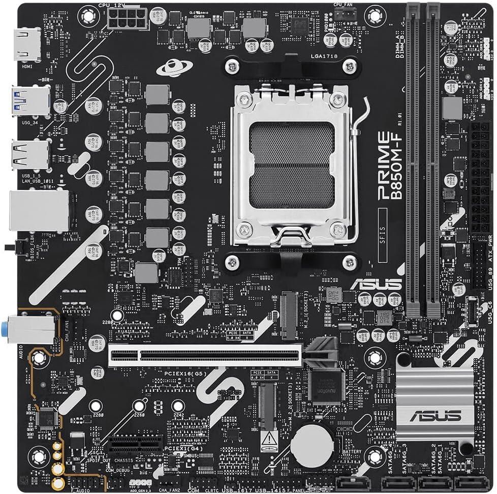 PRIME B850M-F, AM5, DDR5, mATX, Negru, 90MB1N90-M0EAY0