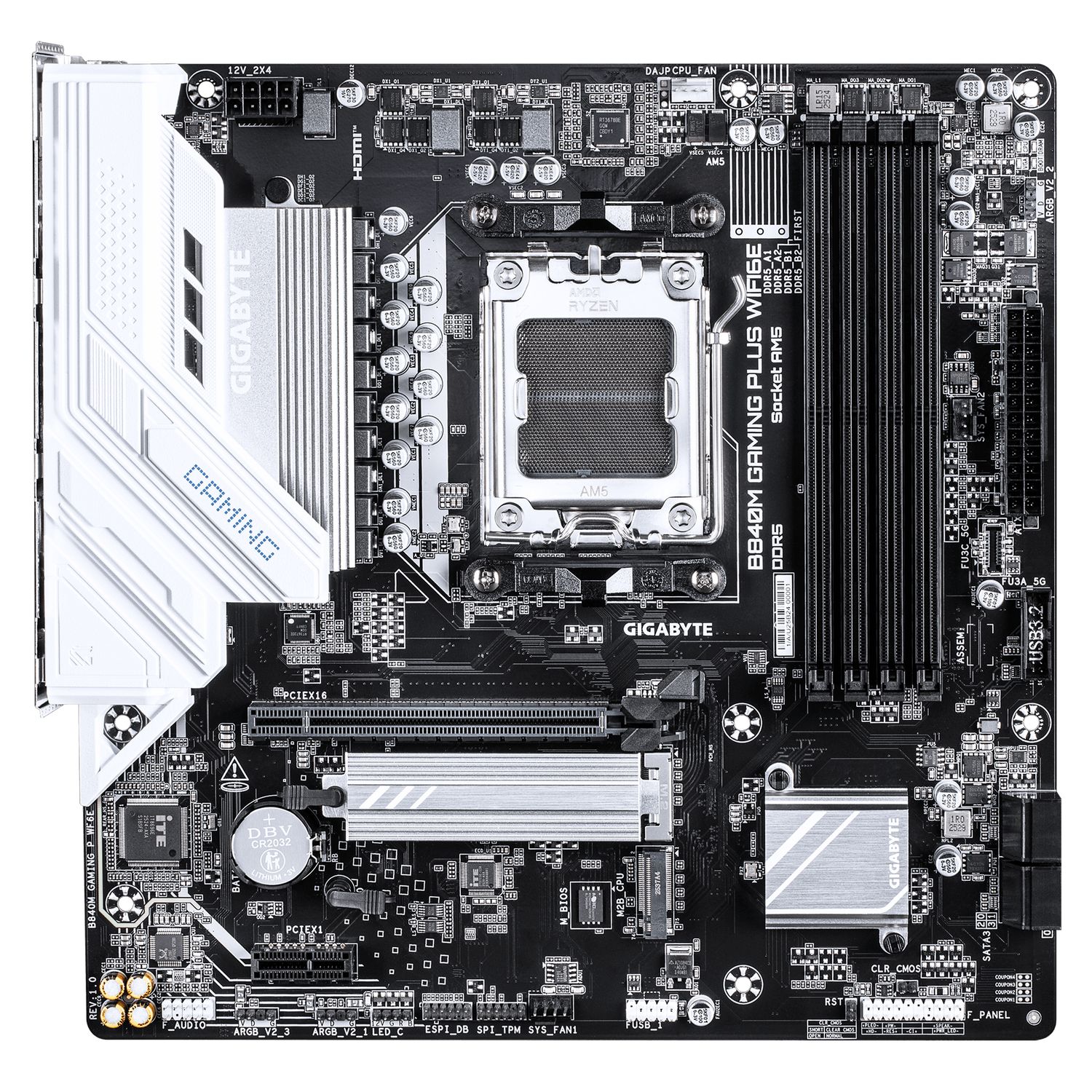 GIGABYTE B840M GAMING PLUS WIFI6E. Processor manufacturer: AMD, Processor socket: Socket AM5, Compatible processor series: AMD Ryzen  7000 Series, AMD Ryzen 8000 Series, AMD Ryzen 9000 Series. Supported memory types: DDR5-SDRAM, Maximum internal memory: 256 GB, Memory slots type: DIMM. Supported