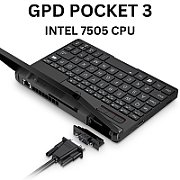 Laptop GPD Pocket 3K1 GPD-POCKET-3, 8 inch 1920 x 1200 pixeli Touchscreen, Intel Pentium Gold 7505 (2 C / 4 T, 2.0 GHz - 3.5 GHz, 4 MB cache, 15 W), 16 GB LPDDR4X, 512 GB SSD, Intel UHD Graphics, Windows 11, Tastatura English US, Negru