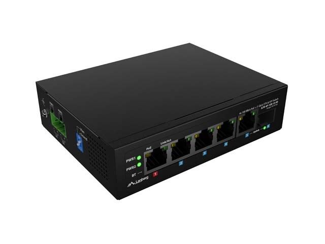 SWITCH LANBERG LIGHT INDUSTRIAL POE 1XBT 3XAT SFP+ETH DIN NIEZARZĄDZALNY FAST ETHERNET