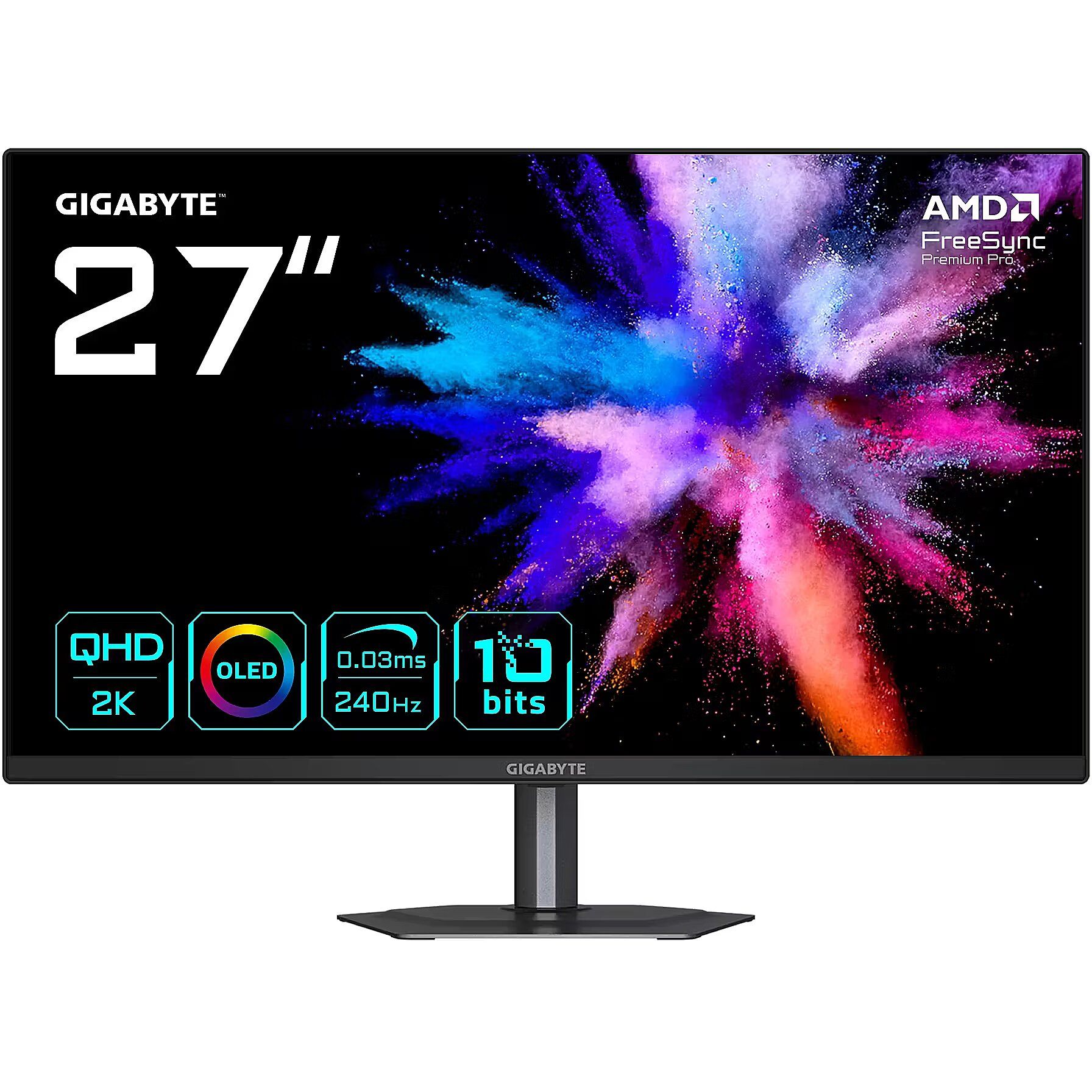 GIGABYTE GO27Q24  27 Zoll QHD Gaming-Monitor  240Hz  QD-OLED-Panel  AMD Freesync Premium