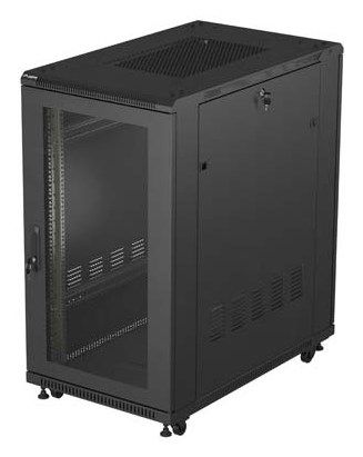 SZAFA INSTALACYJNA RACK STOJĄCA 19  22U 600X1000 CZARNA DRZWI PERFOROWANE LANBERG (FLAT PACK)