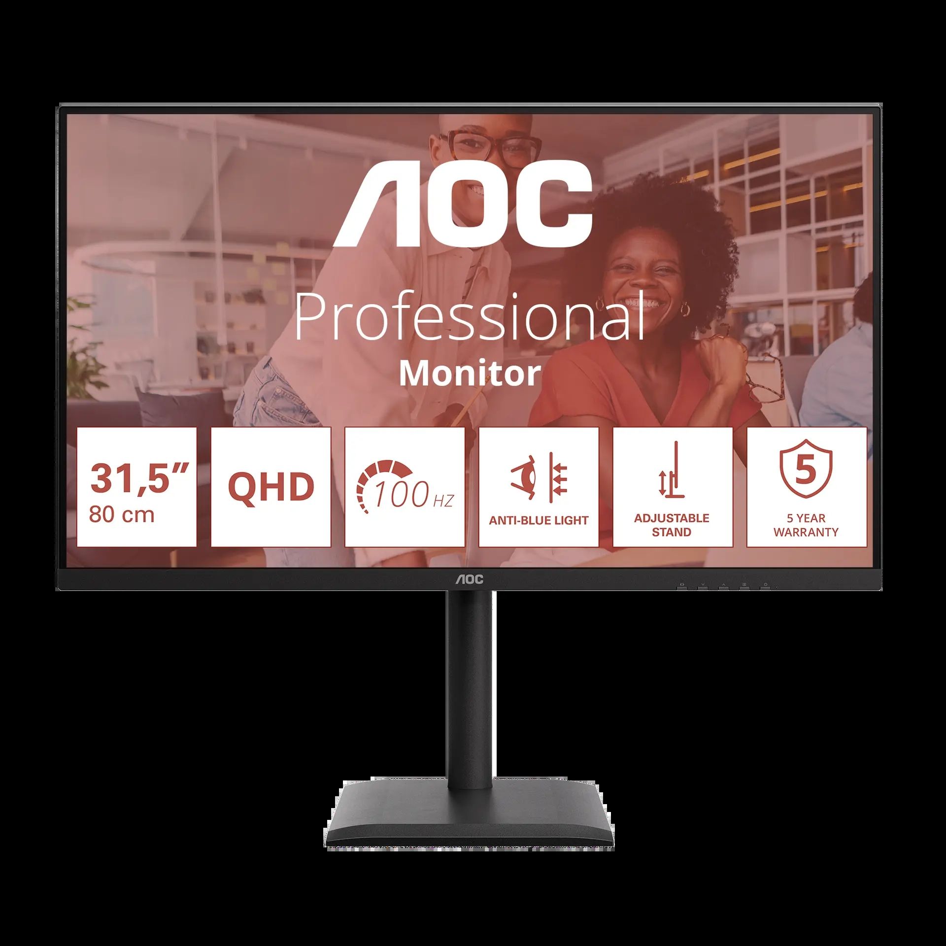 Monitor AOC 31.5  Q32E4U, Diagonal (inch): 31.5, Diagonal (cm): 80, Aspect ratio: 16:9, Panel: IPS, Resolution: 2560X1440, Refresh Rate: 100Hz, Response time GtG: 4ms, Brightness (max): 350 cd/m², Contrast (static) : 1000:1, Contrast (dynamic): 20M:1, Viewing angle: 178/178, Color Gamut Type: sRGB