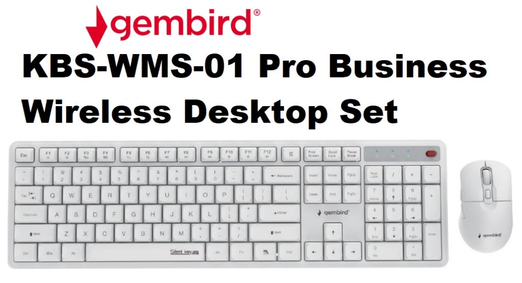 Gembird KBS-WMS-01-W Silent key Pro Business wireless desktop set  white  US layout