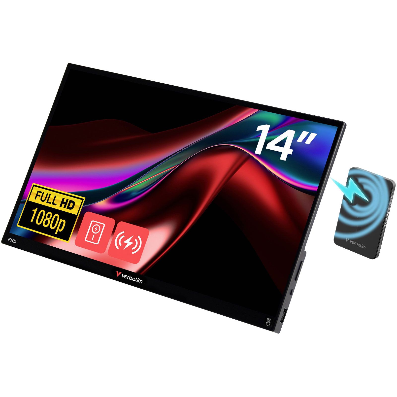 Monitor tactil portabil 14  Verbatim incl PBCarcasa plastic/PB 5000mAh/FHD 1920x1080