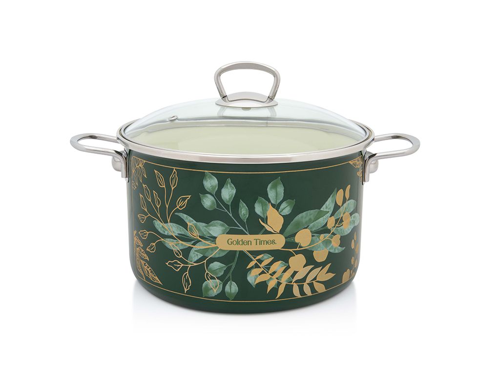 Oala 6.75l capac din sticla Golden Times Metalac email/24cm/6.75l