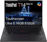 Laptop Lenovo ThinkPad T14 Gen 6 amd ryzen ai 5 pro, 15 inch 1920 x 1200 pixeli, AMD 340 (8 C / 16 T, 2.0 GHz - N/A, L1 Cache: 6 MBL2 Cache: 16 MB cache, 54 W), 16 GB DDR5, 512 GB SSD, AMD Radeon 840M Graphics, Windows 11 Pro, Tastatura English (EU), Negru