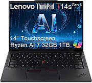Laptop Lenovo ThinkPad T14s Gen 6 21QX00GUCK, 14 inch 1920 x 1200, Intel Core ultra 7 258V (8 C / 8 T, 2.2 GHz - 4.8 GHz, 12 MB cache, 37 W), 32 GB LPDDR5X, 1 TB SSD, Intel Graphics, Windows 11 Pro, Tastatura US, Negru