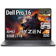Laptop Dell Pro 16 Plus PB16255, 16 inch 1920 x 1200, AMD Ryzen AI 7 PRO 350 (8 C / 16 T, N/A - 5.0 GHz, N/A cache, 28 W), 32 GB LPDDR5X, 1 TB SSD, AMD AMD Radeon 860M, Windows 11 Pro, Tastatura International, N/A
