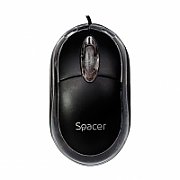MOUSE  Spacer, PC sau NB, cu fir, USB, optic, 800 dpi, butoane/scroll 3/1, , negru,  SPMO-080  45503289 (include TV 0.15 lei)