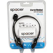 CASTI  Spacer, cu fir, standard, utilizare multimedia, call center, microfon pe brat, conectare prin Jack 3.5 mm x 2, negru,  SPK-223 , (include TV 0.75 lei)