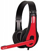 CASTI  Spacer, cu fir, standard, utilizare multimedia, microfon pe brat, conectare prin Jack 3.5 mm x 2, negru / rosu,  SPK-507 , (include TV 0.75 lei)