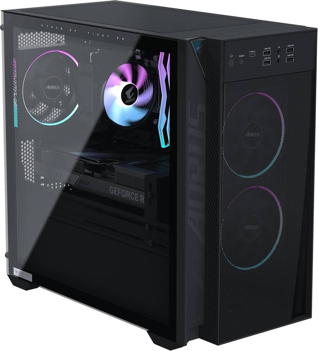 AORUS PRIME 3 AP351, AMD Ryzen 7 9700X, 16GB DDR5, SSD 1TB, GeForce RTX 5060 Ti 8GB, Windows 11 Home, Negru, ARGB