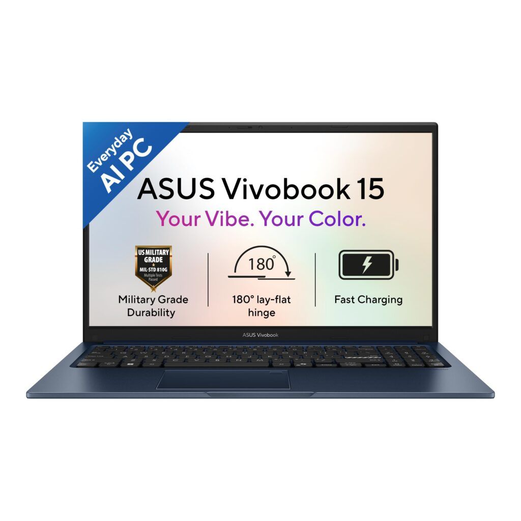 Laptop ASUS Vivobook 15 X1504MA-BQ200, 15.6 inch 1920 x 1080, Intel Core 3 304 (5 C / 5 T, 1.5 GHz - 4.3 GHz, 6 MB cache, N/A), 8 GB DDR5, 512 GB SSD, Intel Graphics Intel Graphics, Fara sistem de operare, Tastatura N/A, Quiet Blue