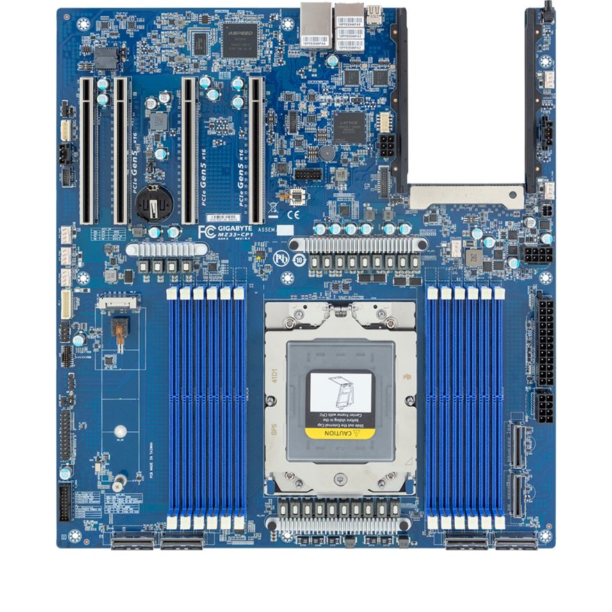 Placa de baza GIGABYTE MZ33-CP1, socket SP5, 12x DDR5 RDIMM, 4x SATA, 2x NVMe, 7x USB-A, E-ATX